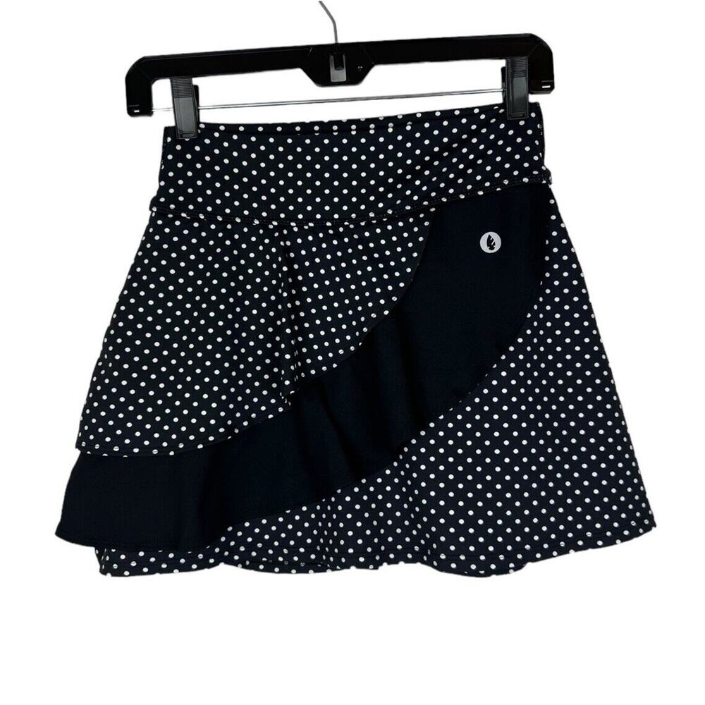 Donajo Black Polka Dot Print Spin Skort Size 1 S Ruffle Skirt White Tennis Small